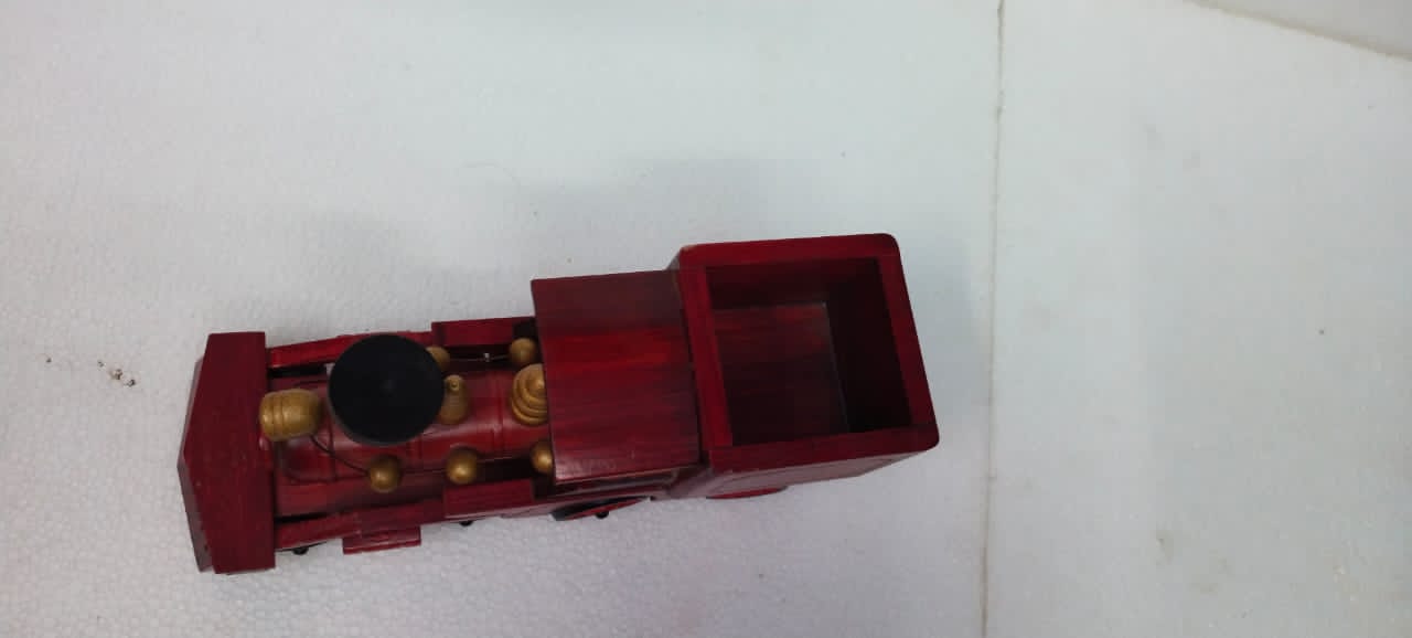  Wooden train engine showpiece 