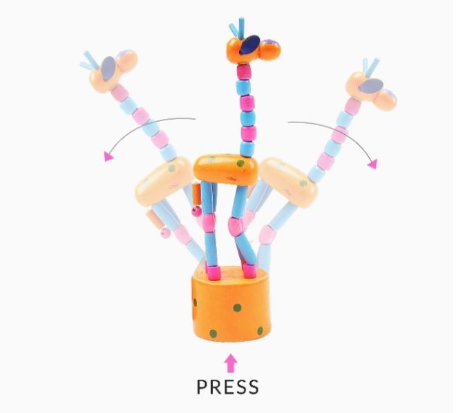Kids wooden handmade giraffe. Rocking toy(multicolour) - The dancing giraffe. 