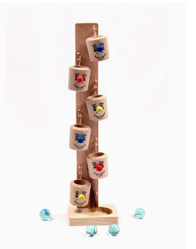 Wooden cup slider Goli game for kids and toddlers - 6 cup 