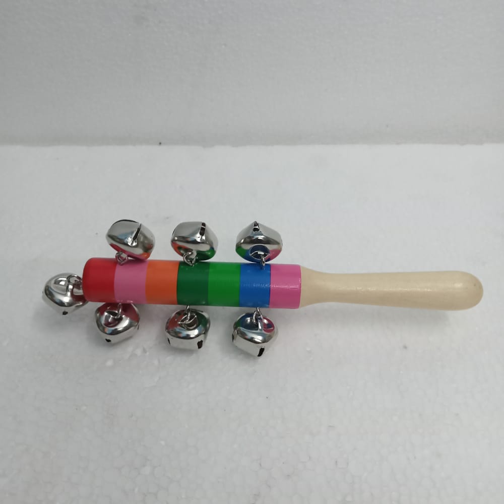 Kids play handmade jingle bell