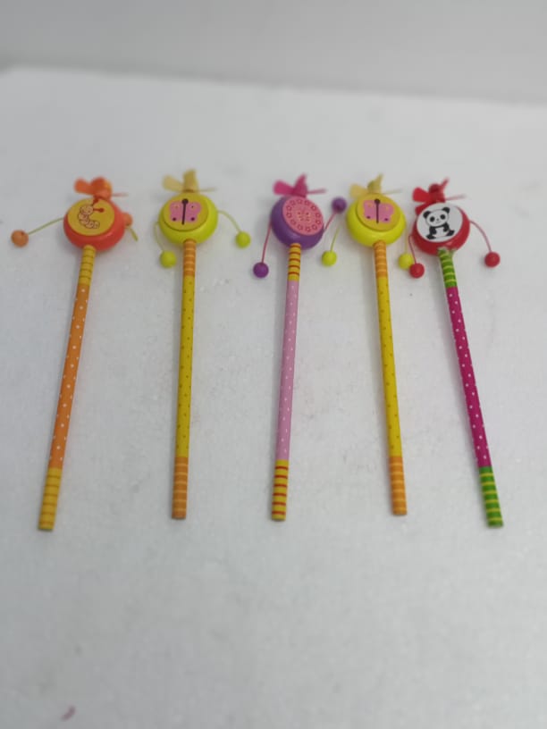  Wooden pencils with fancy toys set for birthday return gifts. (pack of 5)
