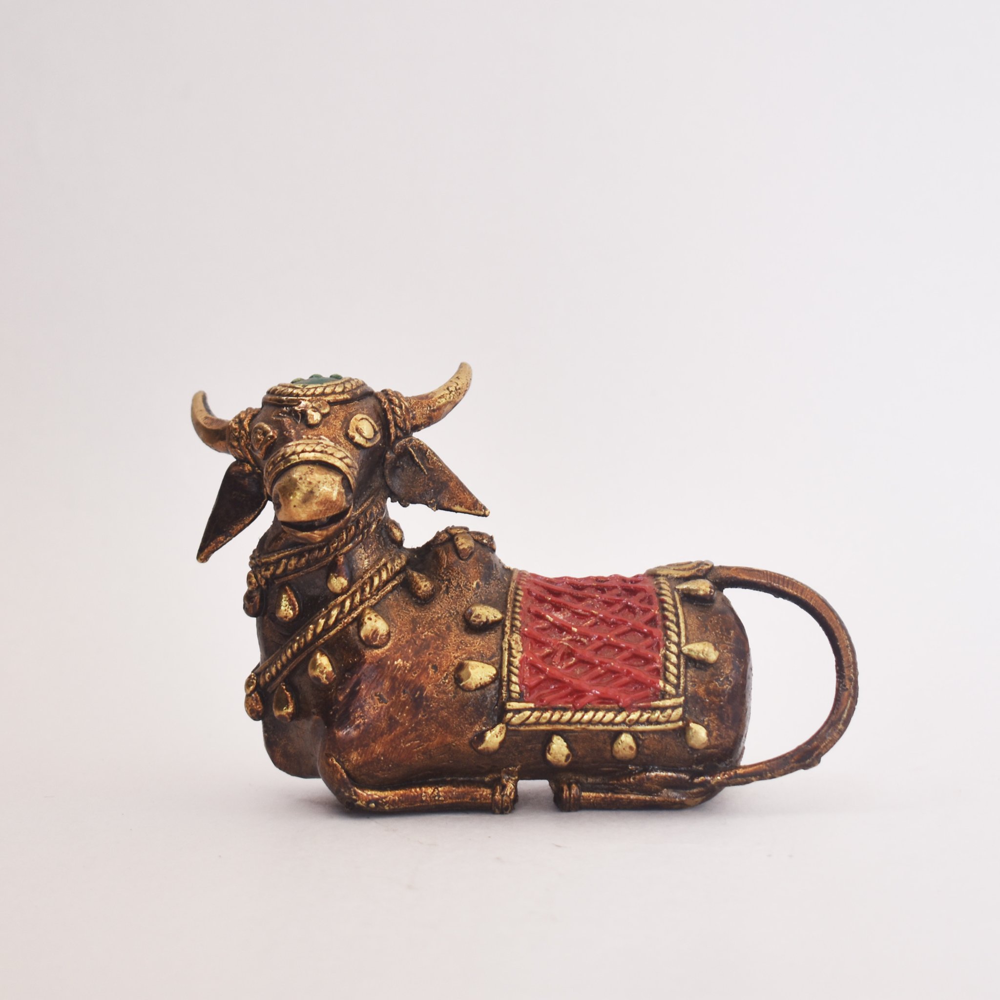 Bell Metal Sitting Nandi Colored