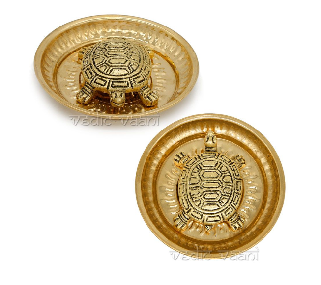 Good Luck Tortoise with Plate in Brass