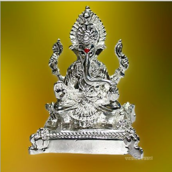 Ganesha in white metal ( Silver Polish )