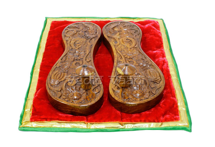 Wooden Charan Paduka - Holy Sacred Footprint for Prayer and Worship