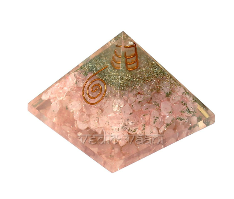 Rose Quartz Orgone Pyramid With Crystal Point